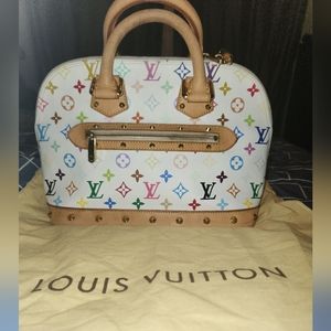 LOUIS VUITTON WHITE MURAKAMI ALMA HANDBAG PRELOVED EUC Reasonable OFFERS Welcome
